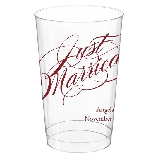 Romantic Just Married Clear Plastic Cups